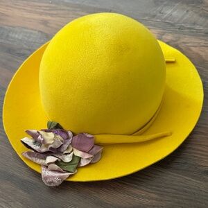 Vintage Adolfo II Yellow Felt Hat